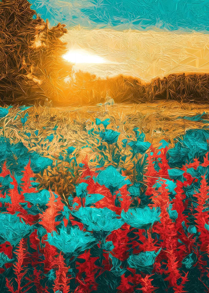 Field of Flowers at Sunset