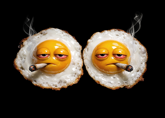Two Fried Eggs Smoking Joints