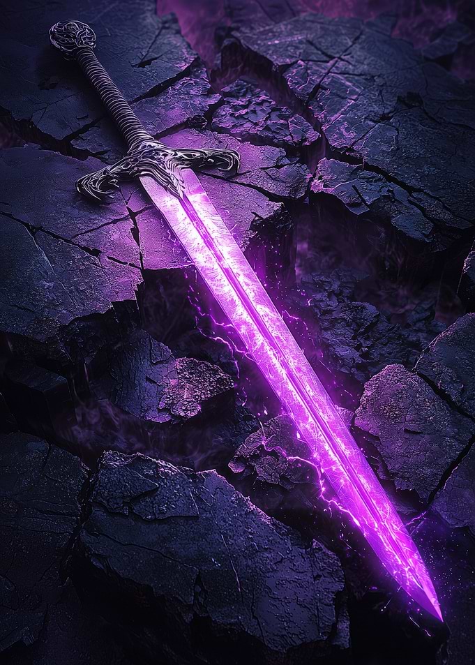 Glowing Neon warrior Knight Sword