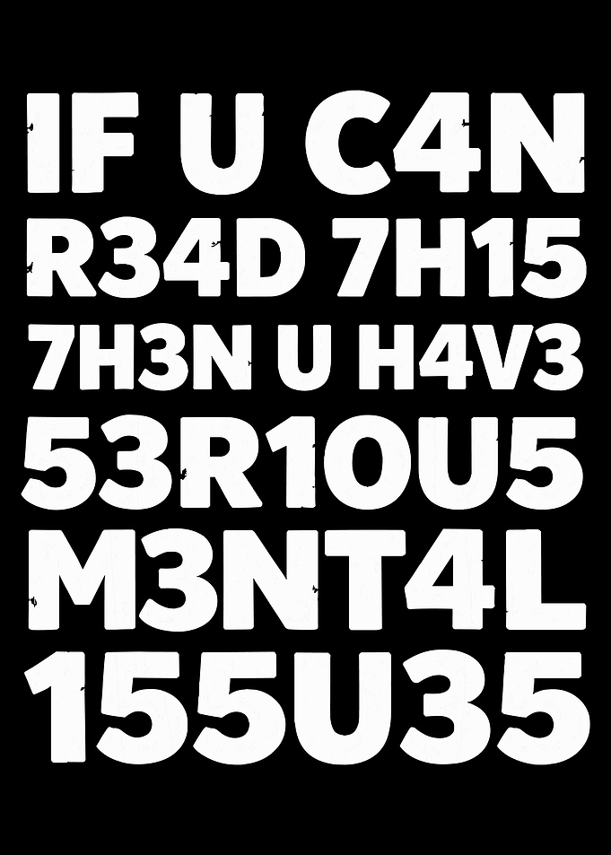 If U C4N R34D Th15 Poster, Funny Leetspeak Text Art, Internet Humor Wall Print