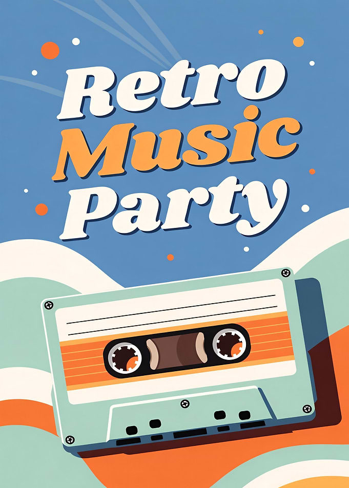 Retro Music Party Cassette Tape