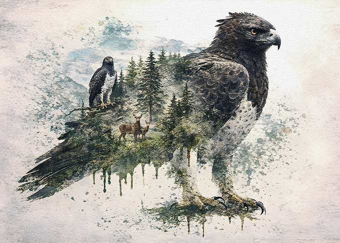Eagle and Forest Landscape