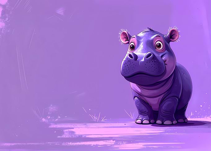 Cute Purple Hippo Illustration