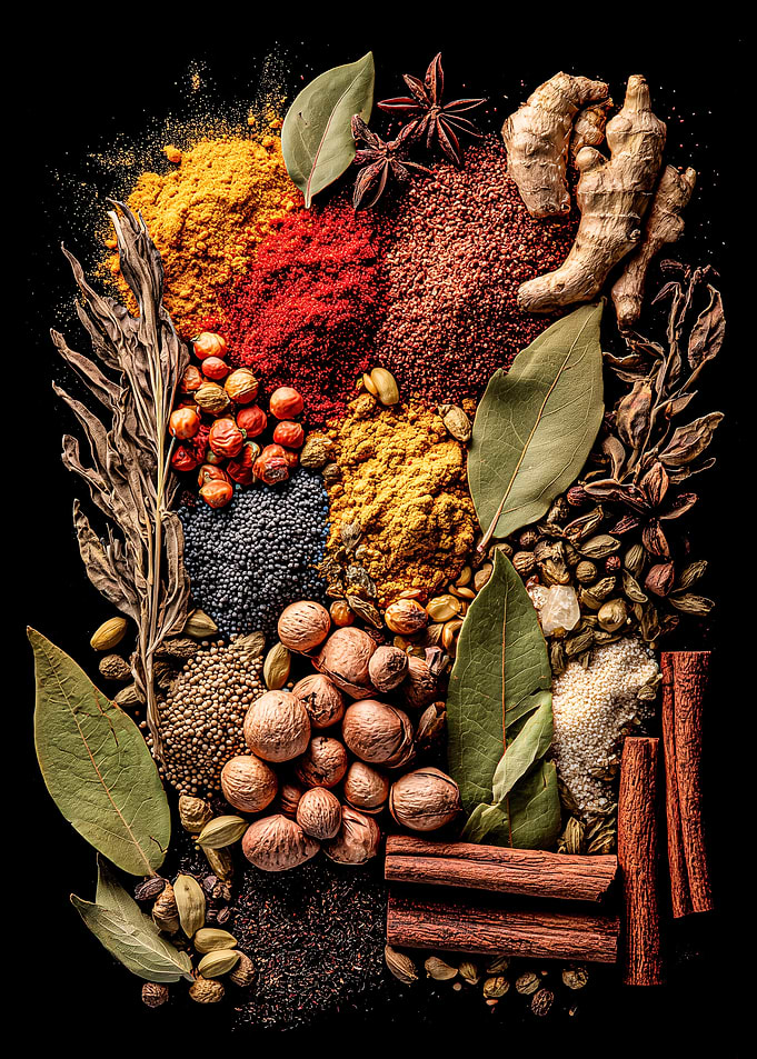 Assortment of Spices and Nuts