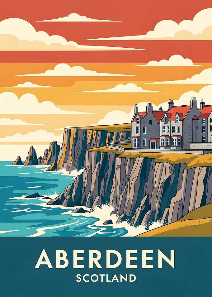 Aberdeen Scotland Coastal Cliffside Buildings