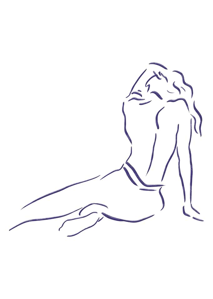 A line art with a Woman in elegant pose