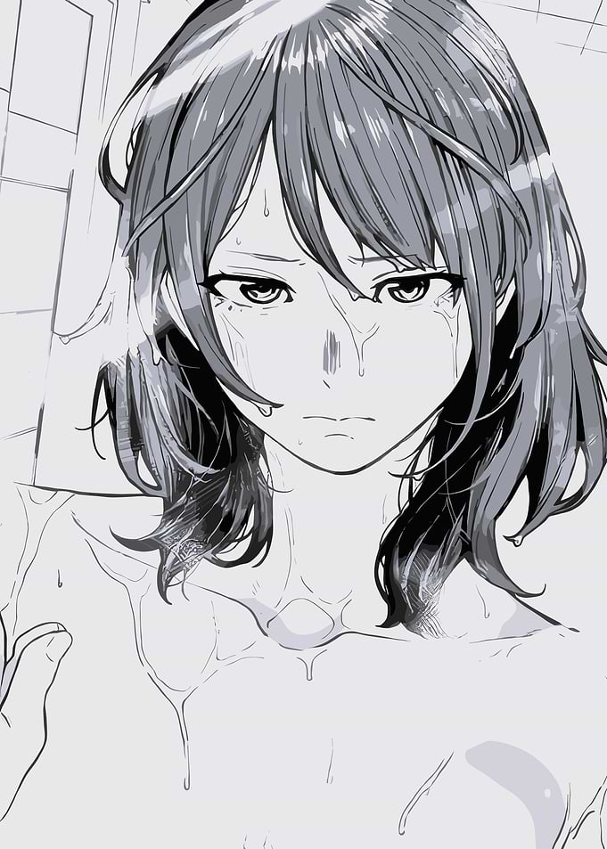 Sad Anime Girl in Shower