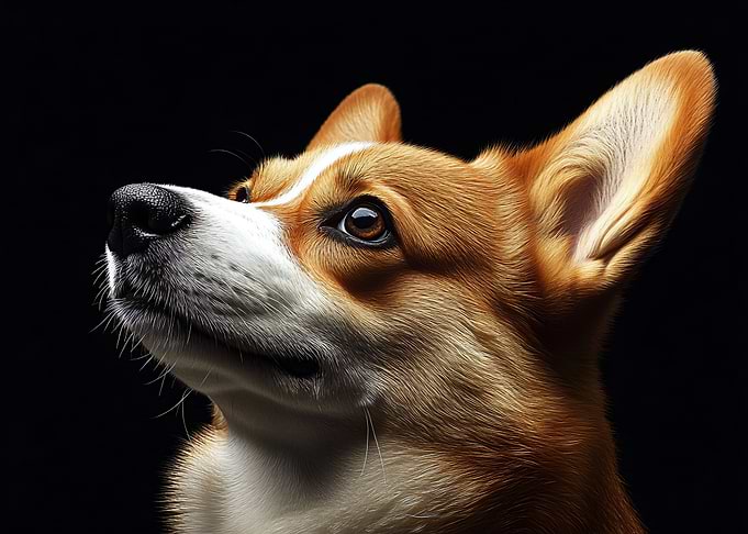 Corgi Dog Looking Up