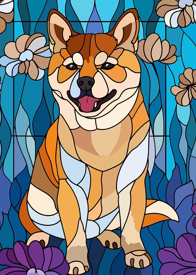 Stained Glass Shiba Inu Dog