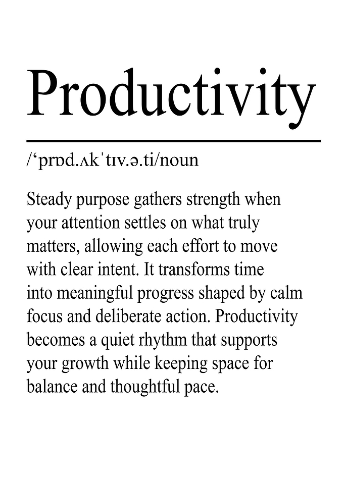 Productivity Definition – White | Minimalist Typography Poster