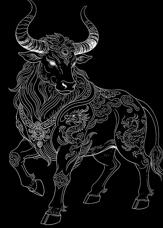 Mythical Dragon Bull Illustration