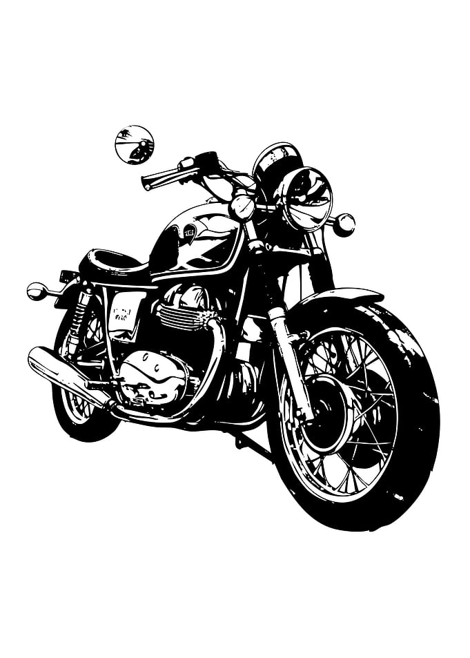 Black and White Motorcycle Illustration