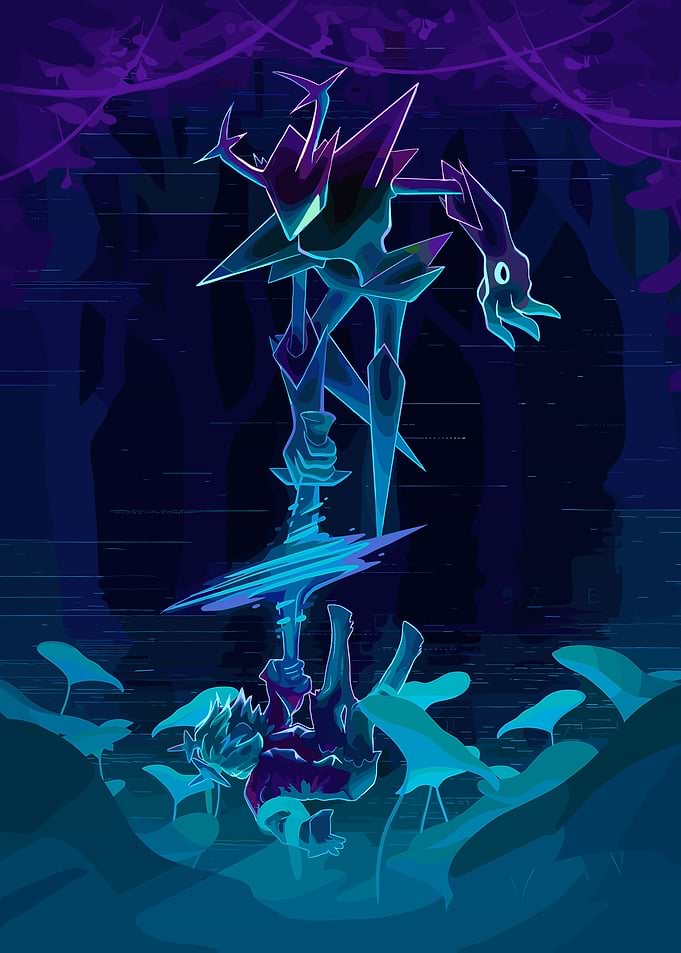 Mysterious Reflection of a Character and Creature