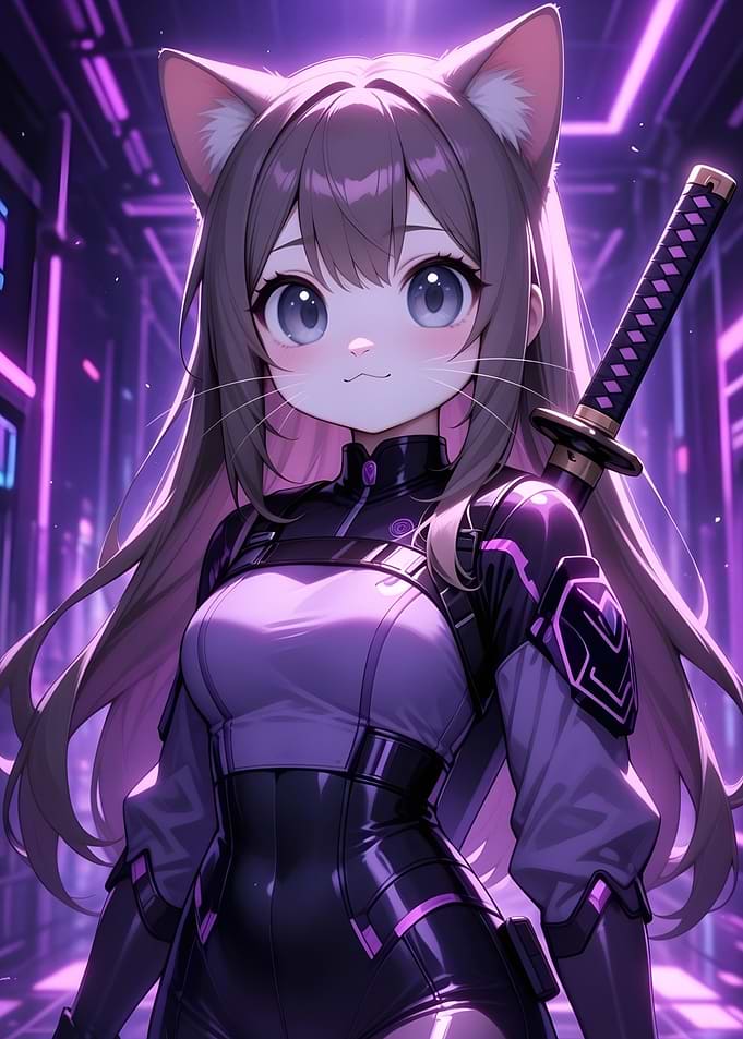 Anime Cat Girl with Katana