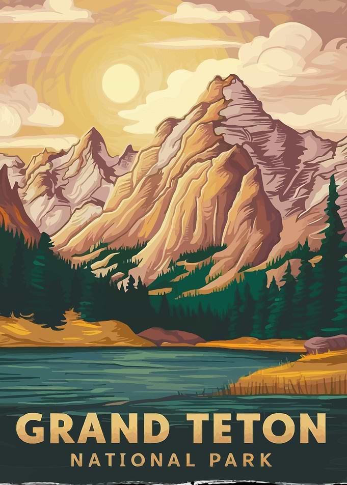 Grand Teton National Park Vintage Poster