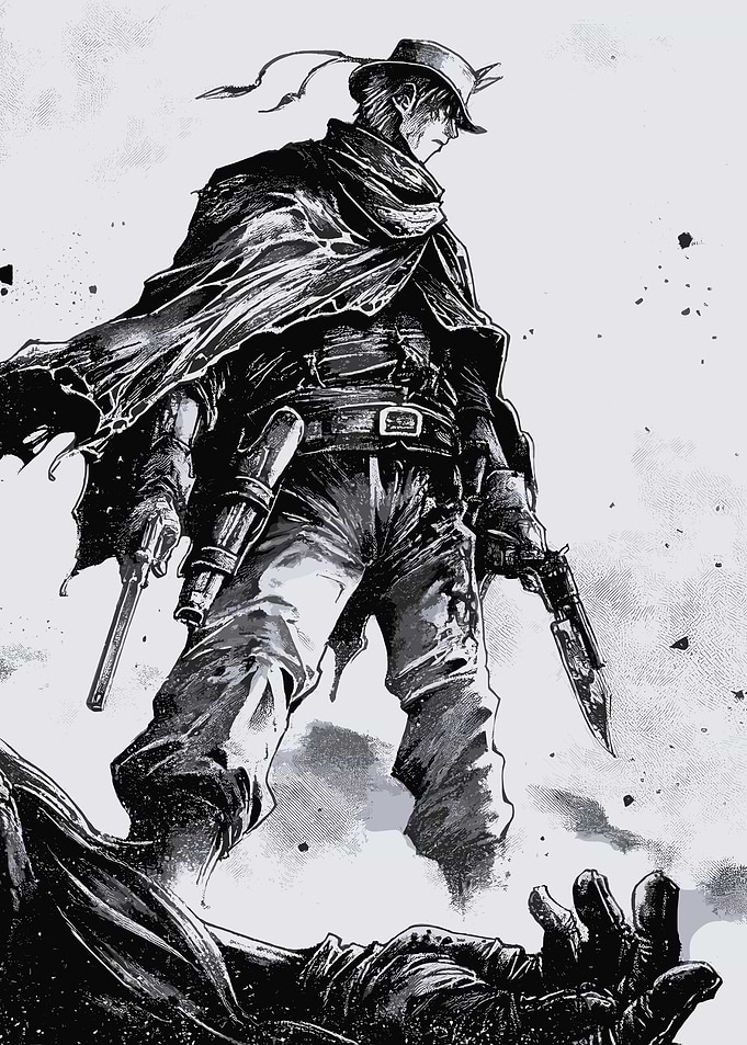 Cowboy with Guns and Knife