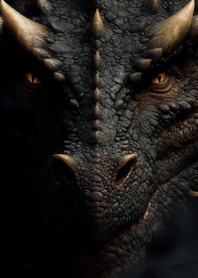 Close-up of a fierce dragon's face