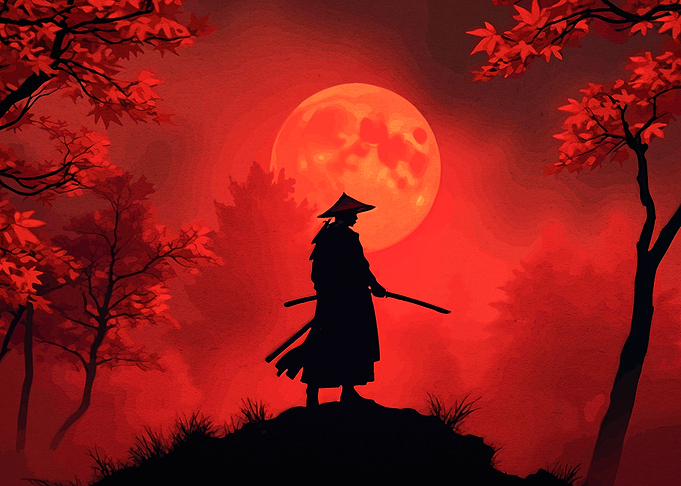 Samurai Under a Red Moon