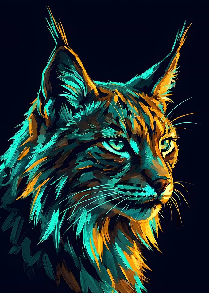 Stylized Lynx Portrait pop art