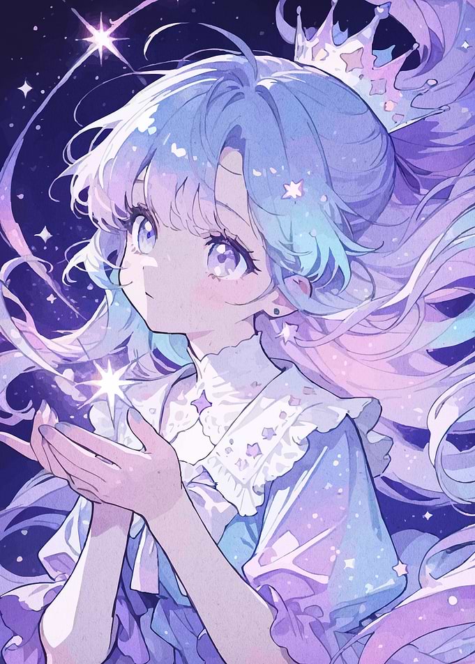 Anime Girl with Star Crown