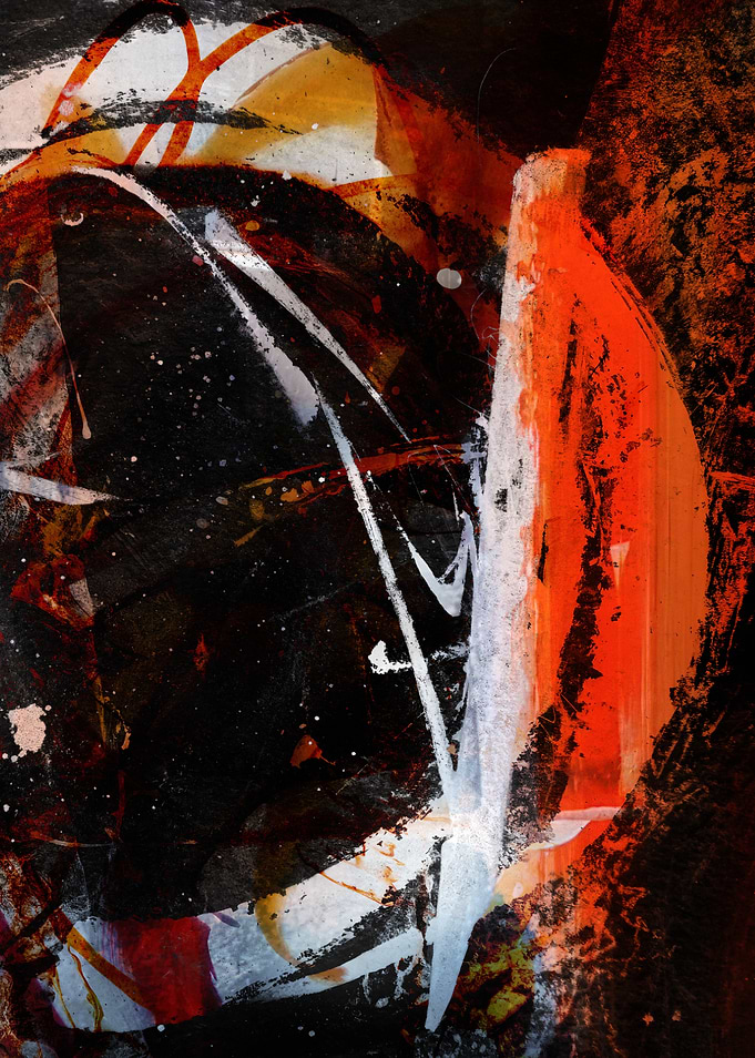 Abstract Expressionist Painting with Bold Colors