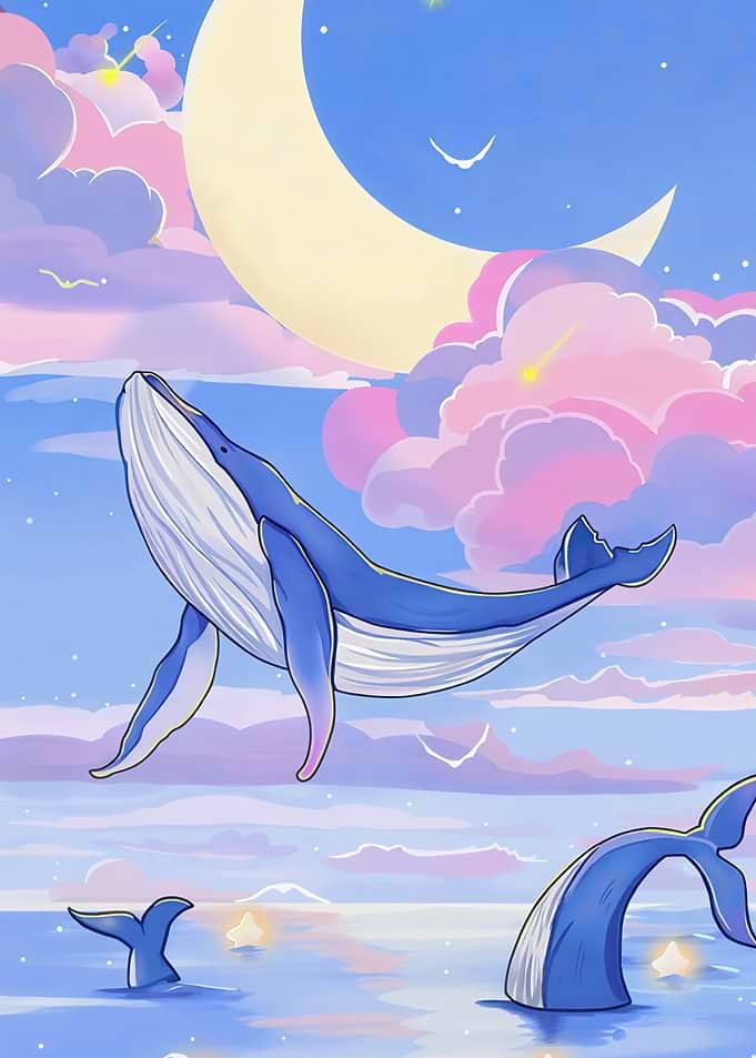Whale in a Dreamy Sky