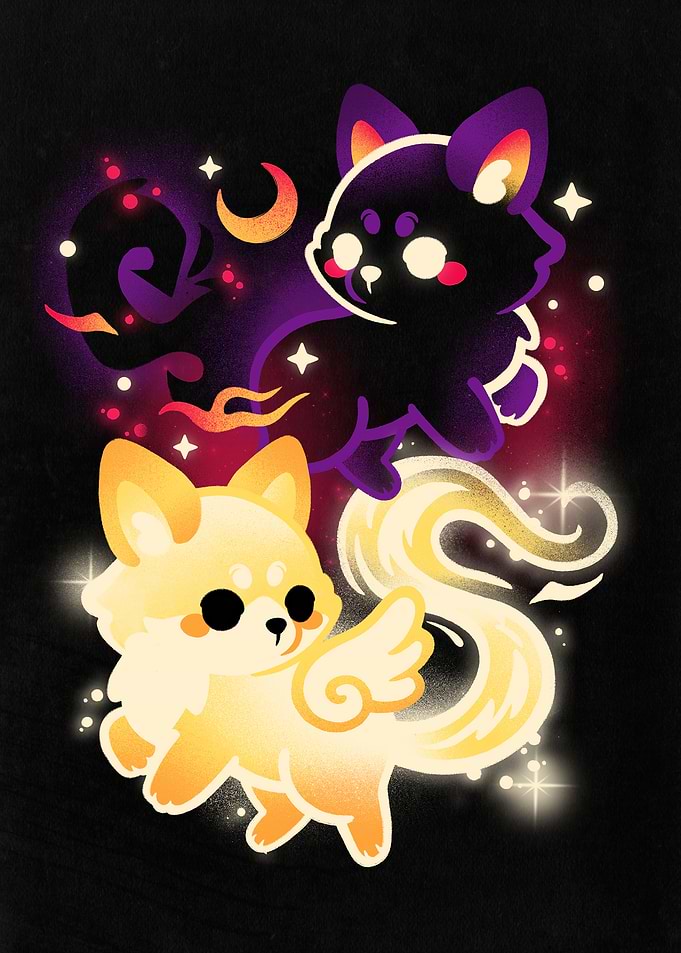 night and day foxes kitsune