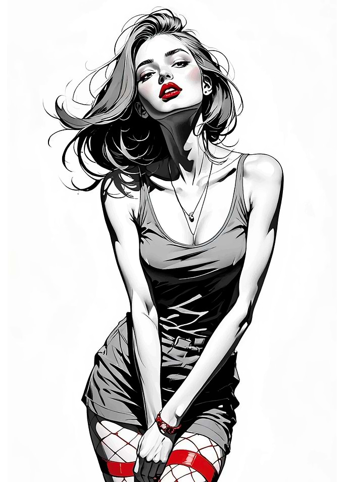 Fashionable Woman in Tank Top and Shorts