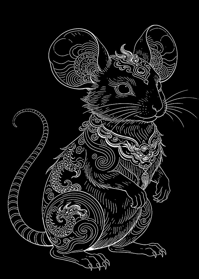 Ornate Rat with Dragon Motifs