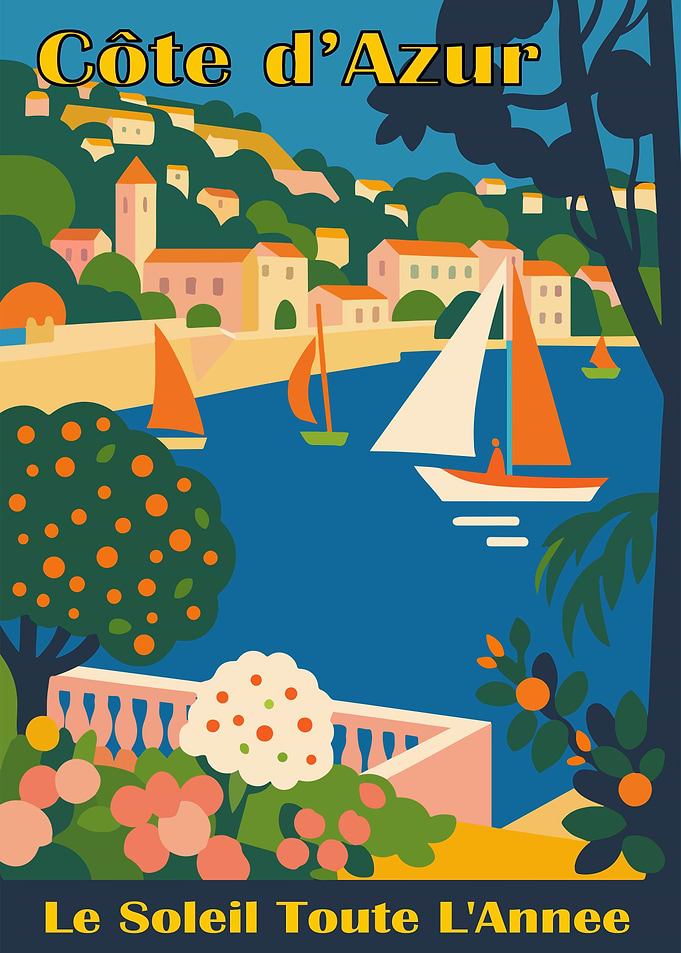 Côte d'Azur Vintage Travel Poster