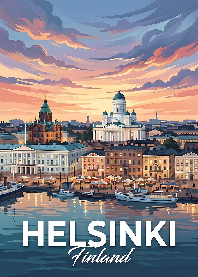 Helsinki Finland Cityscape at Sunset