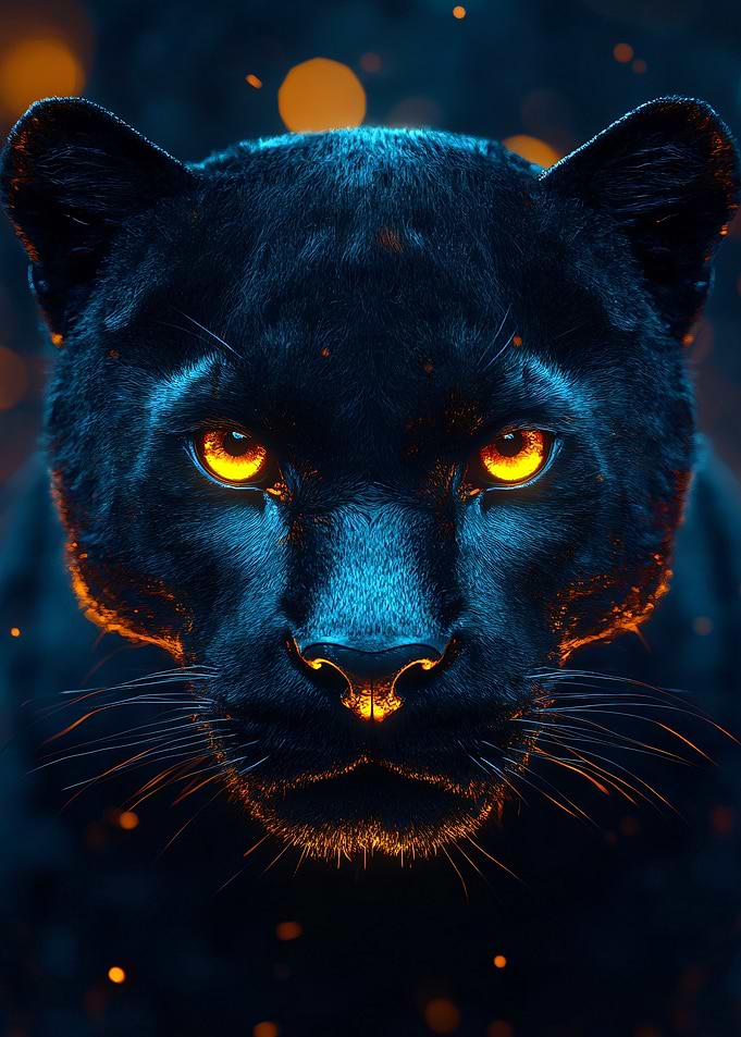 Black Panther with Glowing Eyes