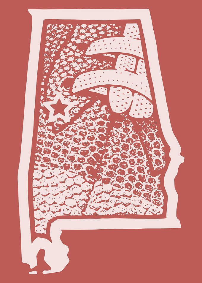 Alabama Basketball Poster, Stylized State Map Art, Crimson College Sports Wall Print