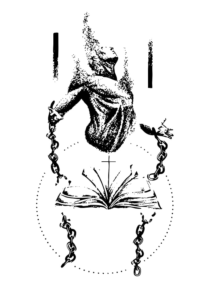 Figure Breaking Chains from Book