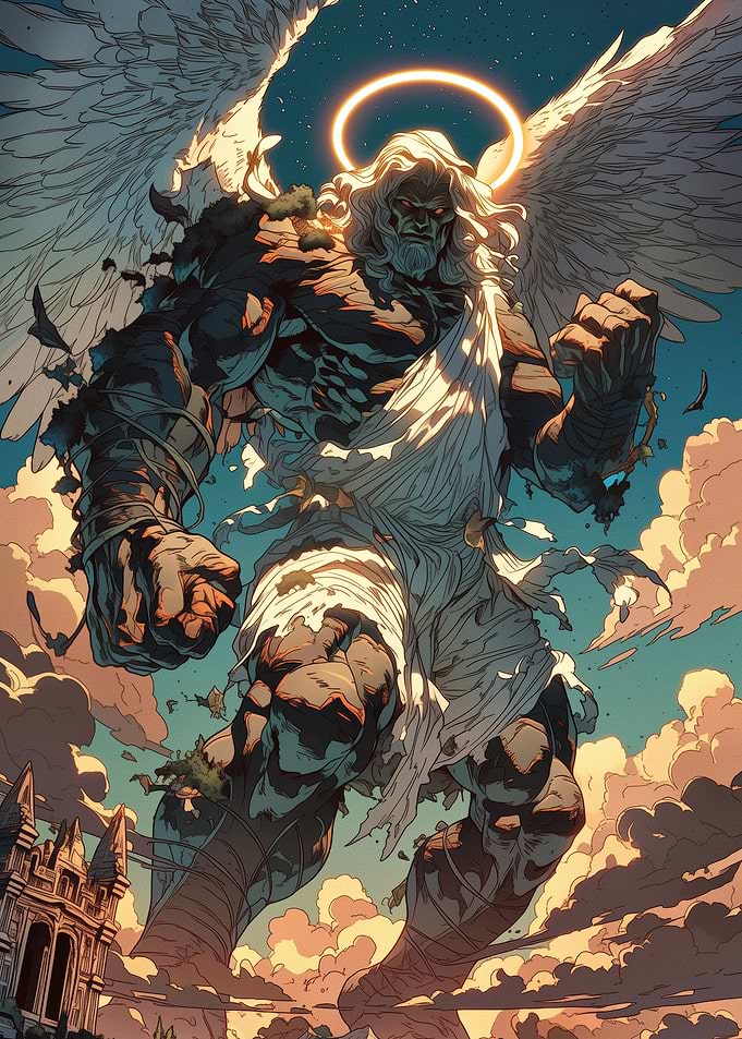 Angelic Warrior in the Clouds