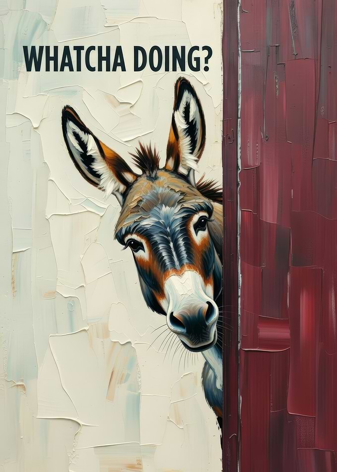 Donkey Peeking Around Corner