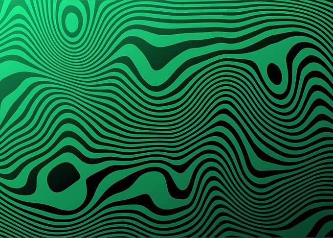 Abstract Green and Black Wavy Lines