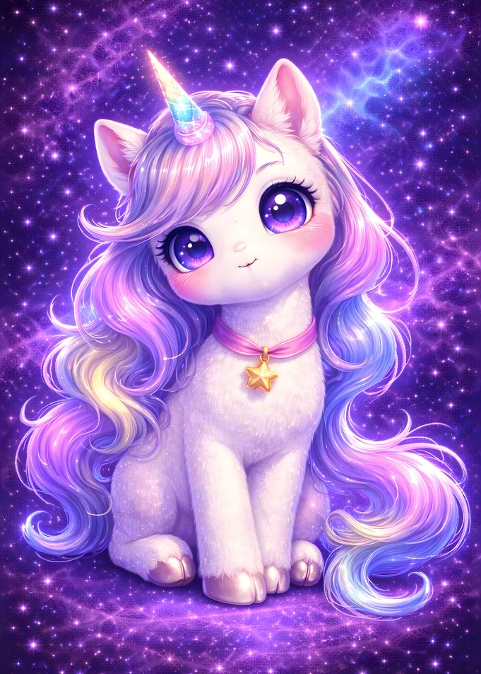 Cute Unicorn in a Starry Galaxy