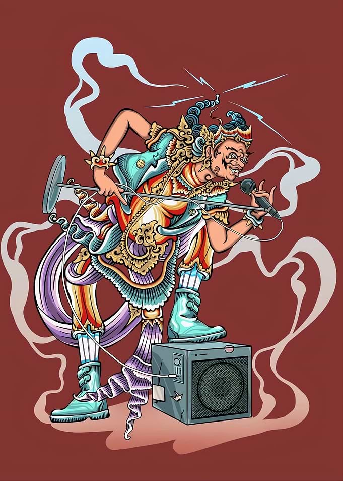 Traditional Dancer Singing into Microphone