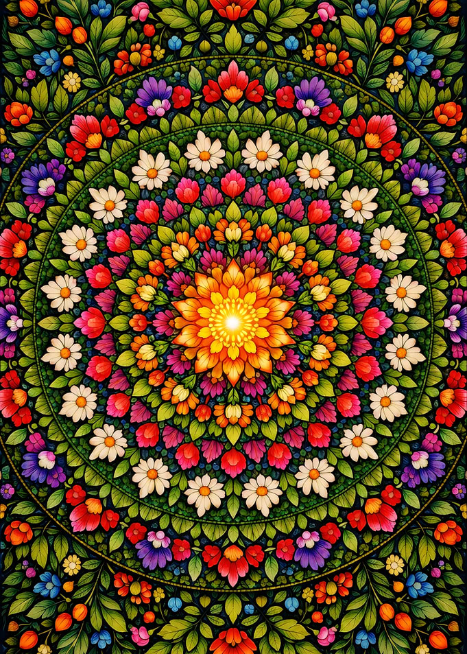 Vibrant Floral Mandala Art