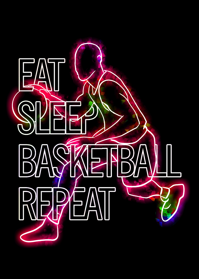 Eat Sleep Basketball Repeat Neon Art