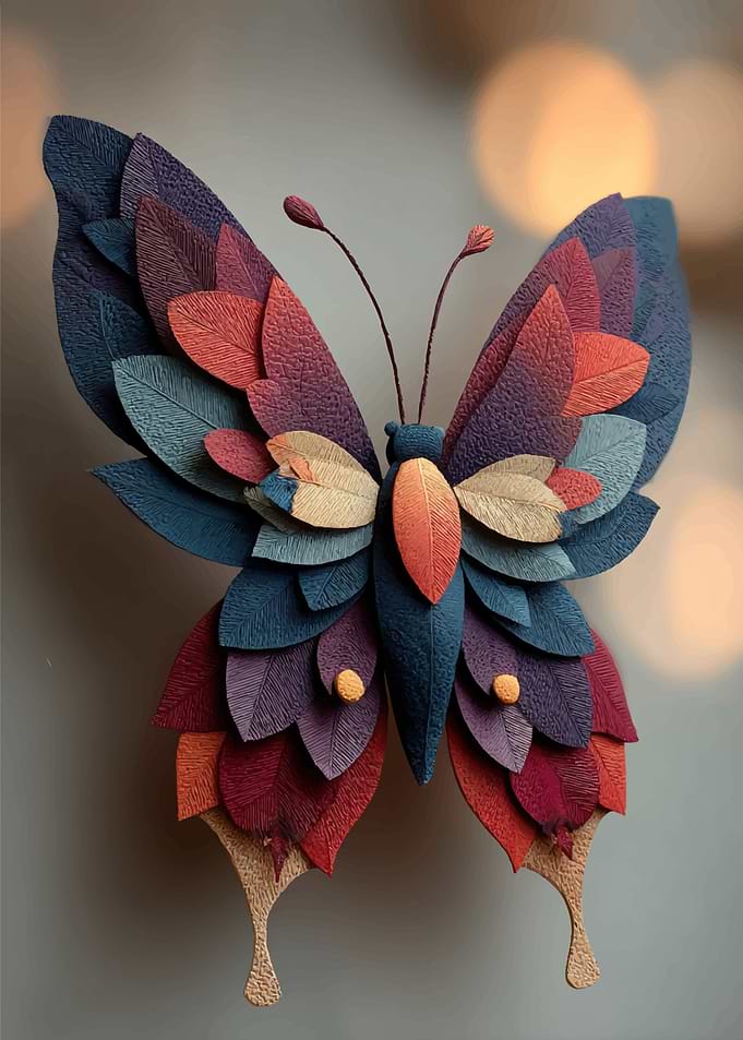 Textured Paper Butterfly Wall Art