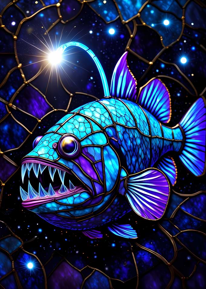 Stained Glass Anglerfish in Space