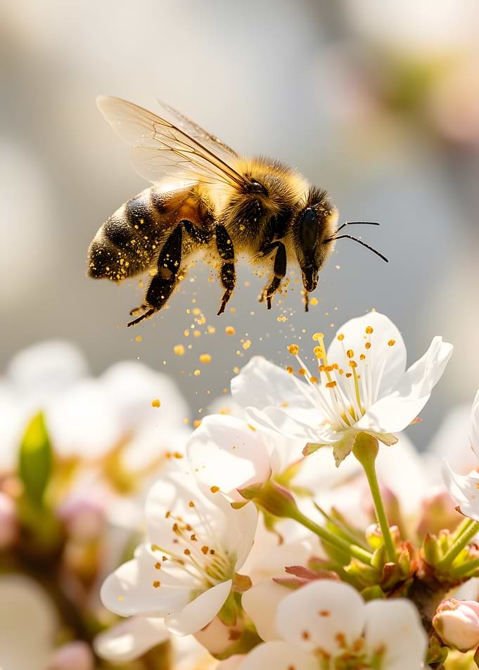 Bee collecting pollen from a flower