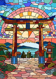 Stained Glass Torii Gate Landscape