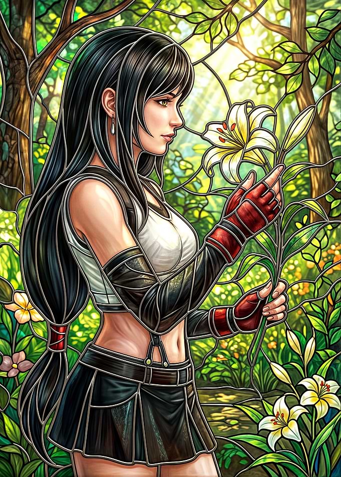 Tifa Lockhart in a Stained Glass Garden