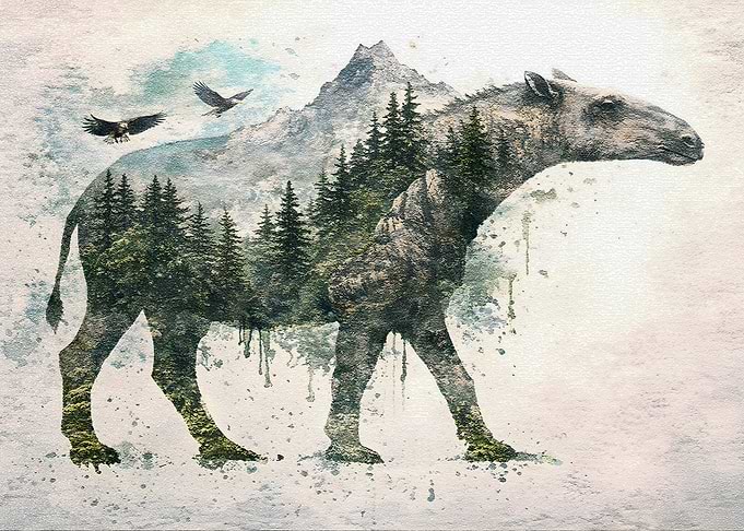Double Exposure Paraceratherium