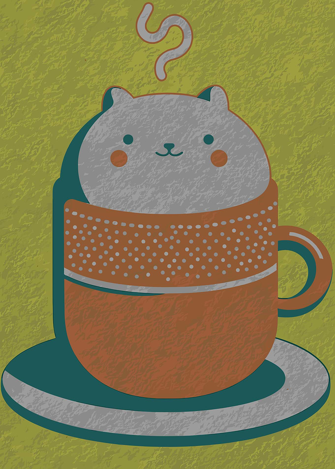Cute Cat in a Coffee Cup