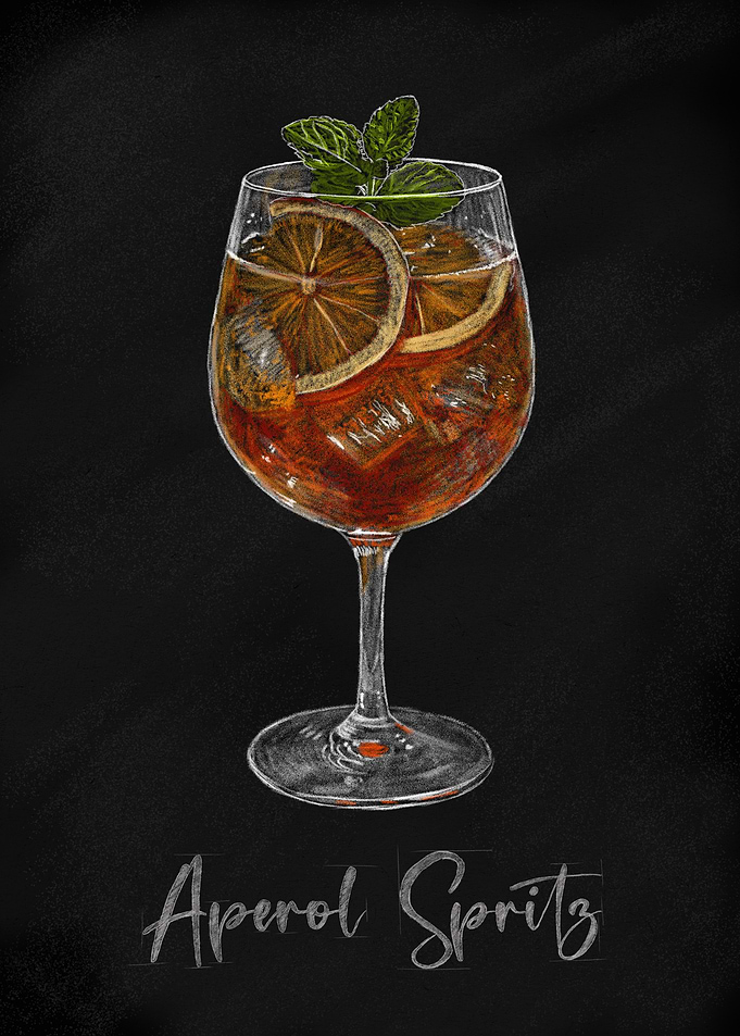 Aperol Spritz Cocktail Illustration