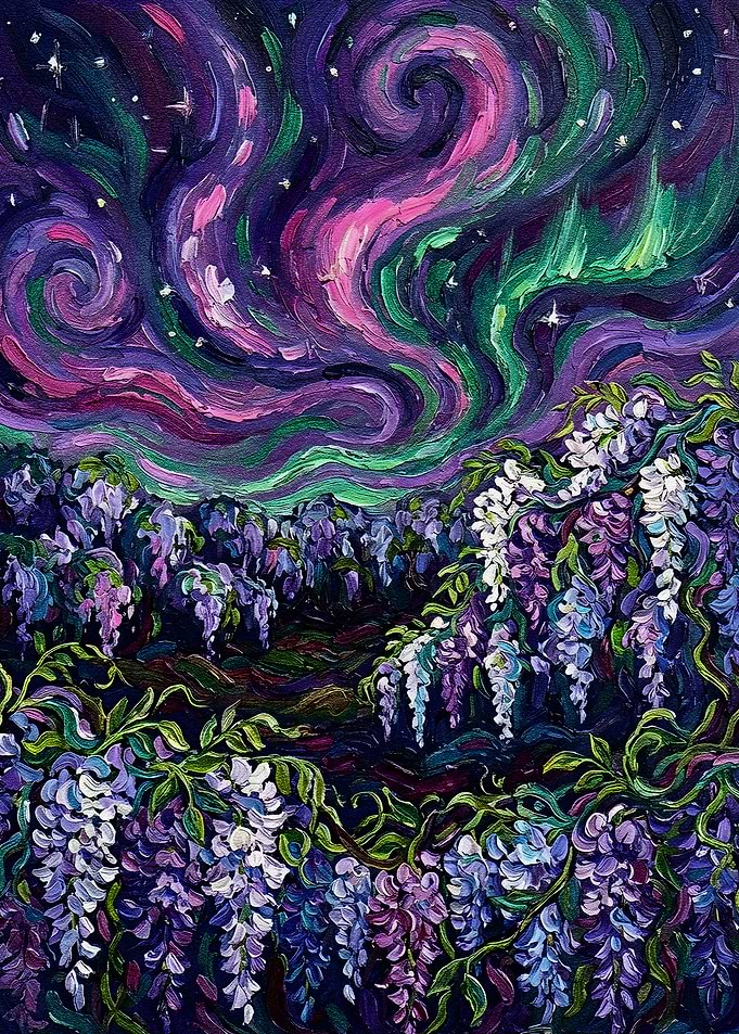 Wisteria Under the Aurora
